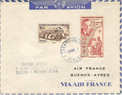AIR FRANCE 20° Anniv.ligne Fce/Amér.Sud 07/03/48 (Paris)-Dakar-Buenos Aires Env.spéc.Air France Griffe Noire - Erst- U. Sonderflugbriefe