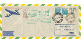 AIR FRANCE 20° Anniv.ligne Fce/Amér.Sud 07/03/48 Rio De Janeiro-Paris Enveloppe Spéciale Air France GF - First Flight Covers