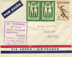 AIR FRANCE 20° Anniv.ligne Fce/Amér.Sud 07/03/48 Buenos Aires-Paris Variante Griffe Violette - Primi Voli
