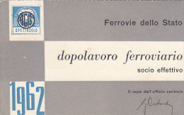 3-3533- Tessera Dopolavoro Ferroviario 1962  - Palermo - Altri & Non Classificati