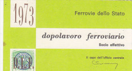 3-3540- Tessera Dopolavoro Ferroviario 1973  - Palermo - Autres & Non Classés