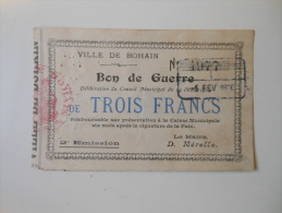 Aisne 02 Bohain 1ère Guerre Mondiale 3 Francs 14-3-1915 R - Bons & Nécessité