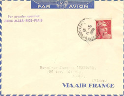 AIR FRANCE Ouverture Nice-Alger En Correspondance Avec Paris-Nice 11/05/48 R Le12/05/48 - First Flight Covers