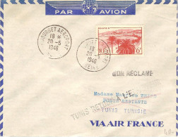 AIR FRANCE Le Bourget Tunis 20/05/48 - First Flight Covers