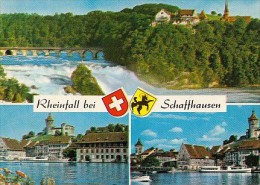 6522- POSTCARD, SCHAFFHAUSEN- WATERFALL, BRIDGE, RIVER BANKS, SHIPS - Other & Unclassified