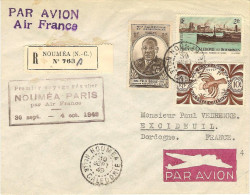 AIR FRANCE 1°service Régulier Paris-Saigon-Nouméa 24/09/49 Vol Retour Du 01/12 Au 04/12 - Erst- U. Sonderflugbriefe