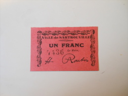 Sartrouville 1 Franc RARE + NEUF ! - Bons & Nécessité