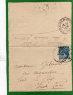 CARTE LETTRE SEMEUSE CAMEE 25c DATE  PARIS POUR VILLE AVRIL 1924 - Cartoline-lettere