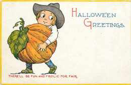 227841-Halloween, Gibson No GIB06-5, Boy With Large Pumpkin - Halloween