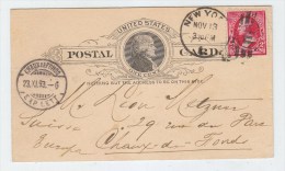 USA/France POSTAL CARD 1893 - Covers & Documents