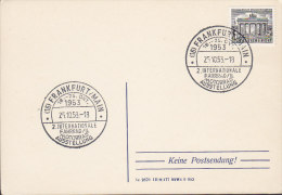 Germany Berlin Sonderstempel FRANKFURT Am MAIN 1953 Card Karte 2. Internationale Fahrrad U. Motorrad Ausstellung Cyclism - Brieven En Documenten