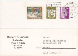 Germany Berlin ROBERT F. JANSEN Briefmarken, Slogan BONN 1963 Card Karte To ESSEN (2 Scans) - Cartas & Documentos