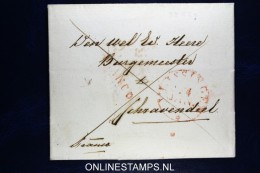 Nederland,Omslag Van Vlissingen Naar Schravendeel, Franco In Rood - ...-1852 Prephilately