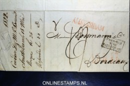 Complete Brief 1822 Van Amsterdam (Langstempel) Naar Bordeaux, Pays-Bas Par Valenciennes - ...-1852 Prephilately