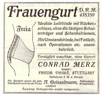 Original Werbung - 1911 - Frauengurt , Conrad Merz In Stuttgart , F, Thomä , BH , Korsett , Corset !!! - Chemisettes & Culottes