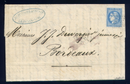 Belle Lettre De Lézignan Pour Bordeaux ( 1871 ) Avec Un N° 46B - Cachet Ambulant BC - 1870 Ausgabe Bordeaux