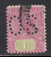 Tasmania Used Scott #99 1sh Victoria Perf: 12.5 Perfin: 'OS' Upright - Used Stamps