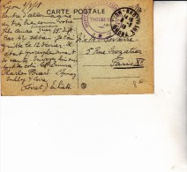 CARTE POSTALE DE 1918 -OBLITERATION MANUELLE -- HOPITAL D'EVACUATION -LYON - BROTTEAUX - Croce Rossa