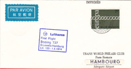 Bruxelles Hamburg 1974 Boeing  - 1er Vol Erstflug Inaugural Flight - - Lettres & Documents