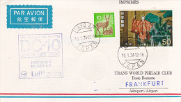 Tokyo Hong-Kong Bangkok Delath Frankfurt 1974 DC 10 Lufthansa  - 1er Vol Erstflug Inaugural Flight - Francfort China - Covers & Documents