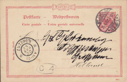 Germany Deutsches Reich Postal Stationery Ganzsache 10 Pf. ST. JOHANN Saar 1900 To ZUTPHEN Holland (2 Scans) - Briefkaarten