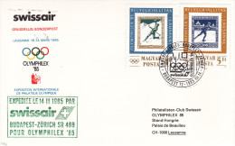 Budapest Zurich 1985 Via Swissair - 1er Vol Erstflug Inaugural Flight - Suisse Ungarn Olymphilex Lausanne - Lettres & Documents