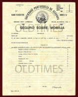 PORTUGAL - LISBOA - SOCIEDADE PORTUGUESA DE SEGUROS - SEGURO SOBRE MOBILIA - 1920 OLD INVOICE - Portogallo