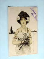 Carte Postale Ancienne : RAPHAEL KIRCHNER ;: Femme Au Bouquet, Nürnberg. Theo. Stroefer's Kunstverlag Ser 99 N° VII - Kirchner, Raphael