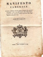 1824 MANIFESTO CAMERALE - LA MONETA D´ARGENTO DA CENTESIMI CINQUANTA  PRESENTERÀ LO STEMMA - Non Classés