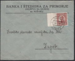 Yugoslavia  1924, Cover Susak To Zagreb W./postmark Susak - Covers & Documents