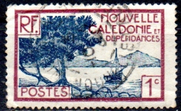 NEW CALEDONIA 1928 Pointe Des Paletuviers -  1c. - Blue And Purple FU CREASED CHEAP PRICE - Usati