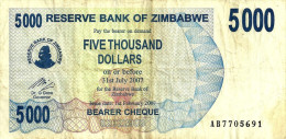 ZIMBABWE $5000 DOLLARS BLUE BEARER CHEQUE MOTIF FRONT WATERDAM BACK DATED 01-02-2006 F+P.? READ DESCRIPTION - Simbabwe