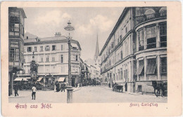 Gruß Aus Bad Ischl Franz Carl Platz Belebt Geschäfte Pferde Wagen Um 1905 Ungelaufen - Gmunden