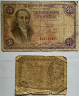 SPAGNA 2 Banconote 1 PESETA 1948 E  25 PESETAS Banco De Espana 19/2/1946 Florez Estrada - 25 Peseten