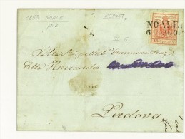LOMBARDO VENETO - 15 C. ROSSO - DA NOALE PER PADOVA  ANNO 1853 - VARIETA' KEPOST INVECE DI KKPOST - Lombardo-Venetien