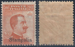 REGNO D'ITALIA / COLONIA STAMPALIA - 1922 - C. 20 ARANCIO - CATALOGO SASSONE NUMERO 11 FRESCHISSIMO - NUOVO / MNH / ** - Egée (Stampalia)