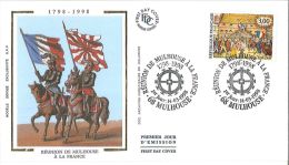 Enveloppe FDC Soie - Réunion De Mulhouse à La France - Mulhouse - 1998 - 1990-1999