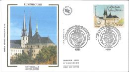 Enveloppe FDC Soie - Luxembourg - Cathédrale Notre Dame - Paris - 2003 - 2000-2009