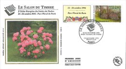 Enveloppe FDC Soie - Salon Du Timbre - Parc Floral De Paris - 1993 - 1990-1999