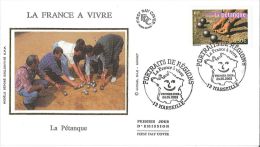 Enveloppe FDC Soie - La France à Vivre - La Pétanque - Marseille - 2003 - 2000-2009