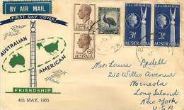 1955 USA Memorial SG 283 Pair On Southern Cross Cached  To USA Added: 249 X2, 208 - FDC