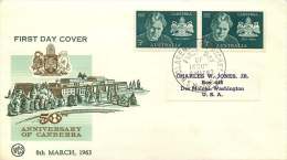 1963 Canberra 50th Ann.  SG 350 Pair On WCS Cachet  To USA - FDC