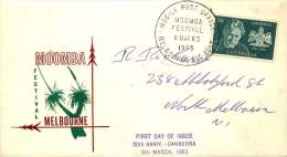 1963 Canberra 50th Ann.  SG 350  On  Melbourne Moomba Festival Souvenir Cover - Primo Giorno D'emissione (FDC)