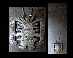 Collier Dieu Maya / Vintage Silver Mexican Necklace - Necklaces/Chains