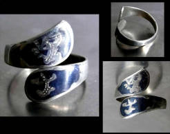 - Ancienne Bague Du Siam Motifs D'apsaras / Old Siam Silver Ring - Ringe