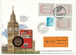 GRANDE BRETAGNE - 10 Enveloppes FDC "Royal Mail Postage Labels" - 1984 - Toutes Différentes - 1981-1990 Dezimalausgaben