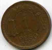 Chili Chile 1 Peso 1953 5 Long KM 179 - Chili