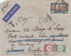 NOUVELLE CALEDONIE  LETTRE TAXEE EN BELGIQUE (TIMBRE DECOLLE) - Lettres & Documents