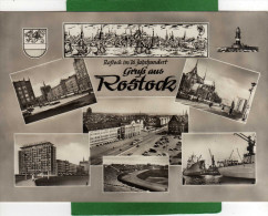 ROSTOCK   Grufz Aus   CPSM   Multivues  Grand Format  20,50cmX14,50cm   Voir Recto Verso  Année 1966 - Rostock