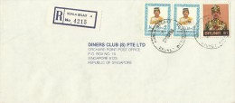 Brunei 1988 Registered Cover From Kuala Belait  To Singapore, Pair 40sen And $ 1.00 Sultan Hassanal - Brunei (1984-...)